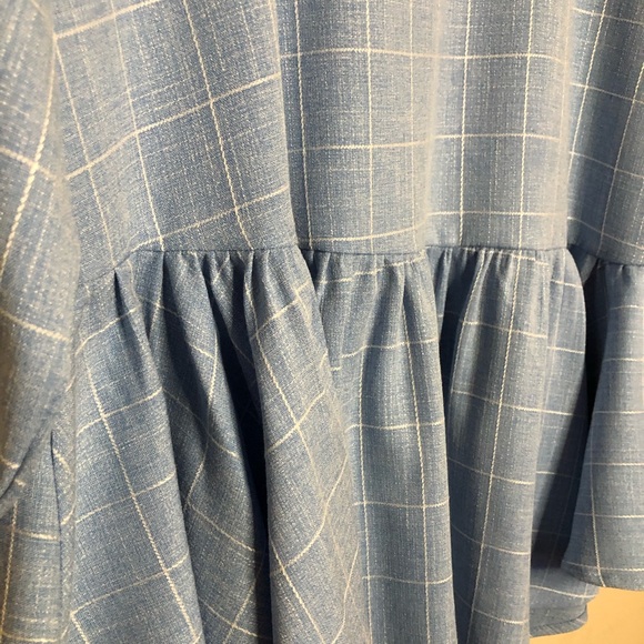 DONATED Shein Powder Blue & White Plaid High Low Peplum Blouse - Picture 7 of 16